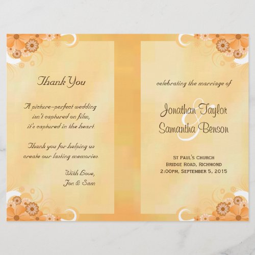 Ivory Gold Floral Elegant Bi_Fold Wedding Programs