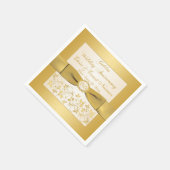Ivory, Gold Floral Golden Anniversary Napkins (Corner)