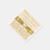 Ivory, Gold Floral Golden Anniversary Napkins 2 (Corner)