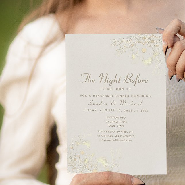 Ivory Gold Floral Rehearsal Dinner Invite (Creator Uploaded)