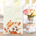 Ivory &amp; Gold Floral Table Number Pedestal Sign