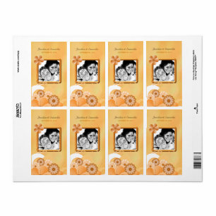 Ivory Gold Floral Wedding Photo Favor Wine Labels