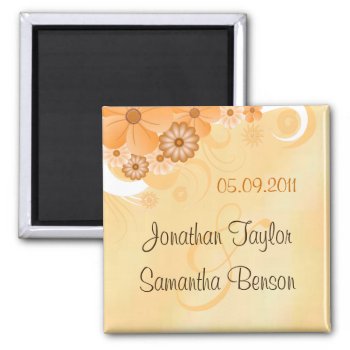Ivory Gold Floral Wedding Save The Date Magnets by sunnymars at Zazzle