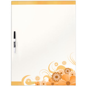 Ivory Gold Hibiscus Floral Dry-Erase Board 22x16