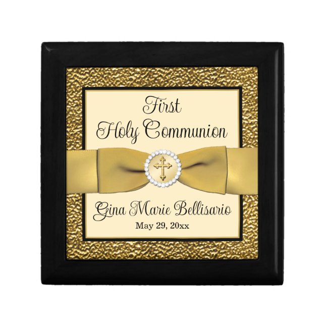 Ivory, Gold Holy Communion Keepsake Jewelry Box (Front)