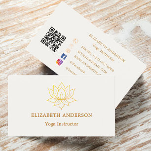 Ivory gold lutus flower Yoga Instructor Business Card