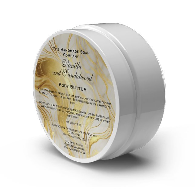 Ivory Gold Marble Cosmetics Body Butter Jar Label (Creator Uploaded)