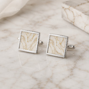Ivory & Gold Marble Cufflinks