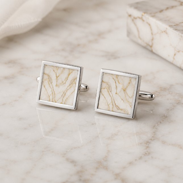 Ivory & Gold Marble Cufflinks (Creator Uploaded)