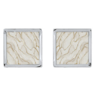 Ivory & Gold Marble Cufflinks