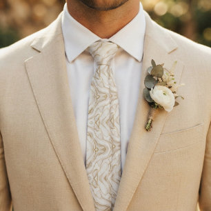 Ivory & Gold Marble Neck Tie