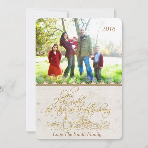 Ivory  Gold O Holy Night 5x7 Photo Card Template