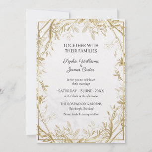 Ivory Gold Olive Branch Wedding Invitation