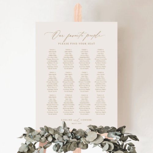 Ivory Gold Our Favorite People Seating Chart Foam Board
