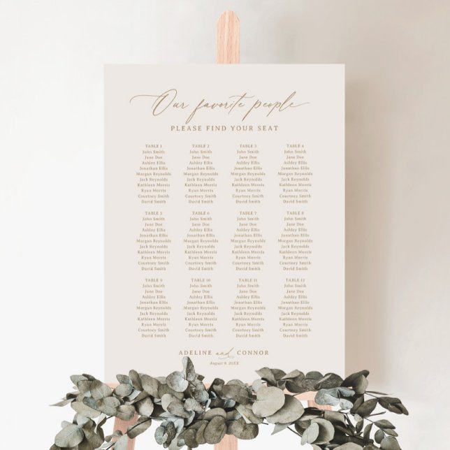 Ivory Gold Our Favorite People Seating Chart Foam Board (Creator Uploaded)