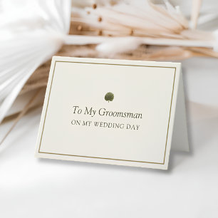 Ivory Gold Palm Groomsman Wedding Day Card