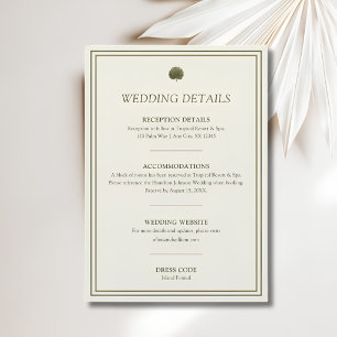 Ivory & Gold Palm Wedding Details Card
