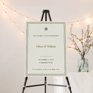 Ivory & Gold Palm Wedding Welcome Sign