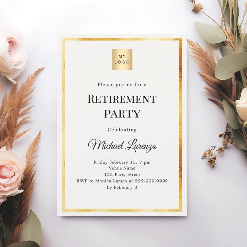 Ivory gold retirement party business logo