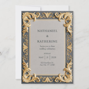 Ivory Gold Rococo Wedding Invitation
