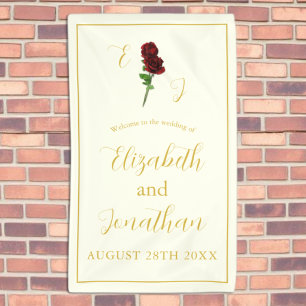 Ivory Gold Rose Wedding Banner