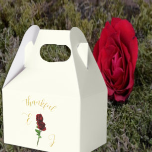 Ivory Gold Rose Wedding Favor Boxes