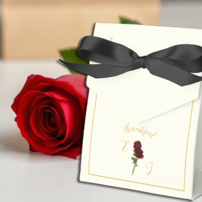 Ivory Gold Rose Wedding Favor Boxes (Creator Uploaded)