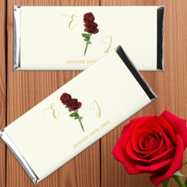 Ivory Gold Rose Wedding Hershey Bar Favors (Creator Uploaded)