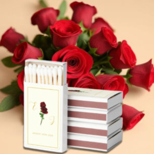 Ivory Gold Rose Wedding Matchboxes