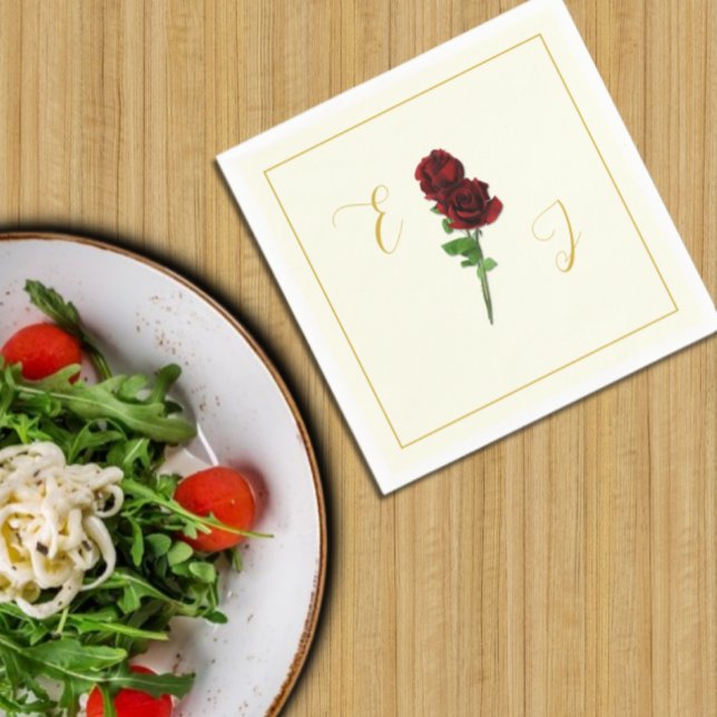 Ivory Gold Rose Wedding Napkins (Creator Uploaded)