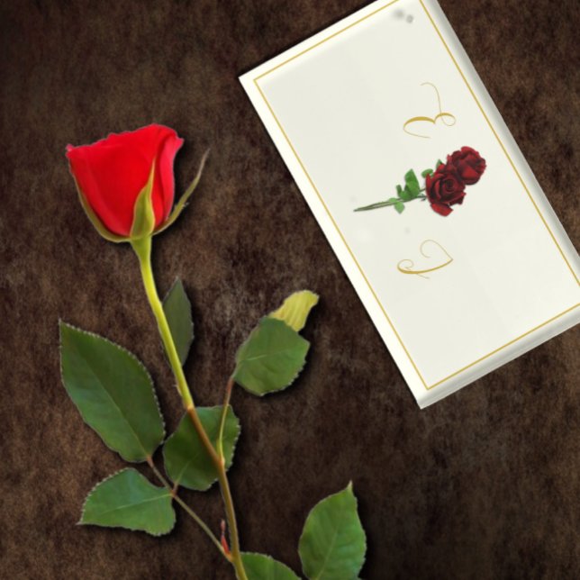 Ivory Gold Rose Wedding Place Card Holder (Creator Uploaded)