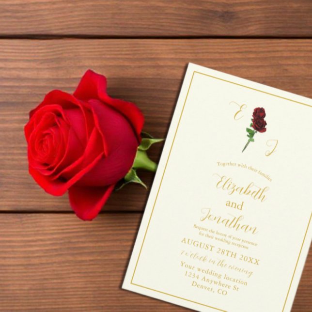 Ivory Gold Rose Wedding Reception Invitation (Creator Uploaded)