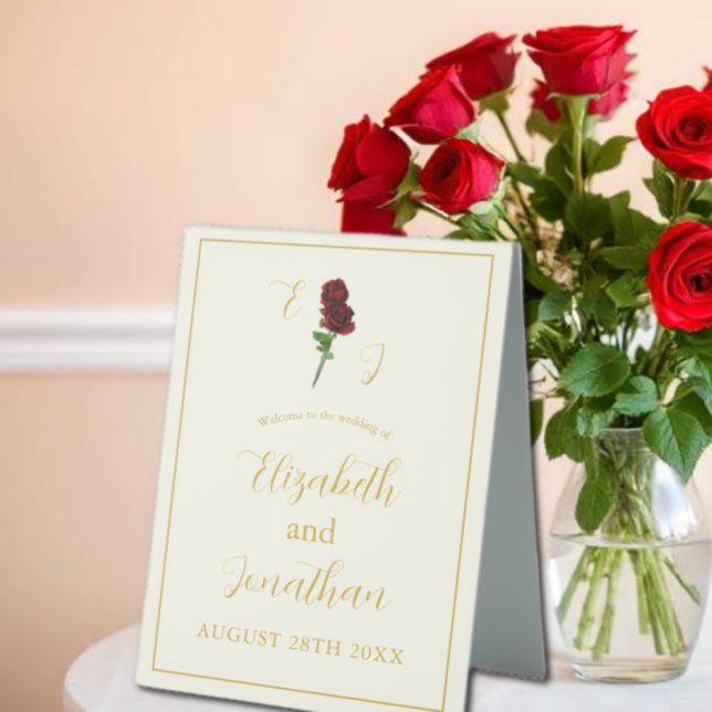 Ivory Gold Rose Wedding Table Tent (Creator Uploaded)