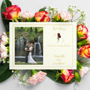 Ivory Gold Rose Wedding Thank You Card