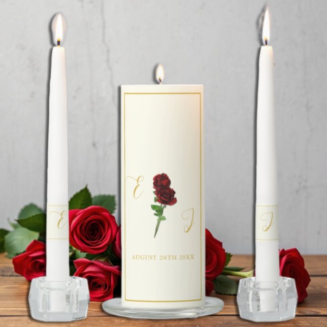 Ivory Gold Rose Wedding Unity Candle Set (Creator Uploaded)