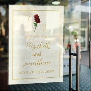 Ivory Gold Rose Wedding Window Cling