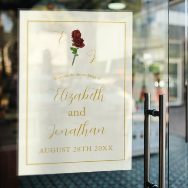 Ivory Gold Rose Wedding Window Cling (Creator Uploaded)