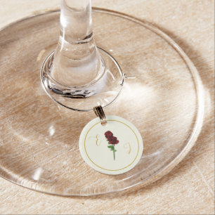 Ivory Gold Rose Wedding Wine Charm