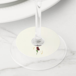 Ivory Gold Rose Wedding Wine Glass Tag