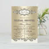 Ivory Gold Scroll Elegant bridal shower Invites (Standing Front)