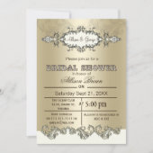 Ivory Gold Scroll Elegant bridal shower Invites (Front)