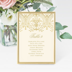 Ivory Gold Seating Chart Table Number Card