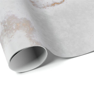 Ivory Gold Silver Gray Metallic Strokes Marble Wrapping Paper