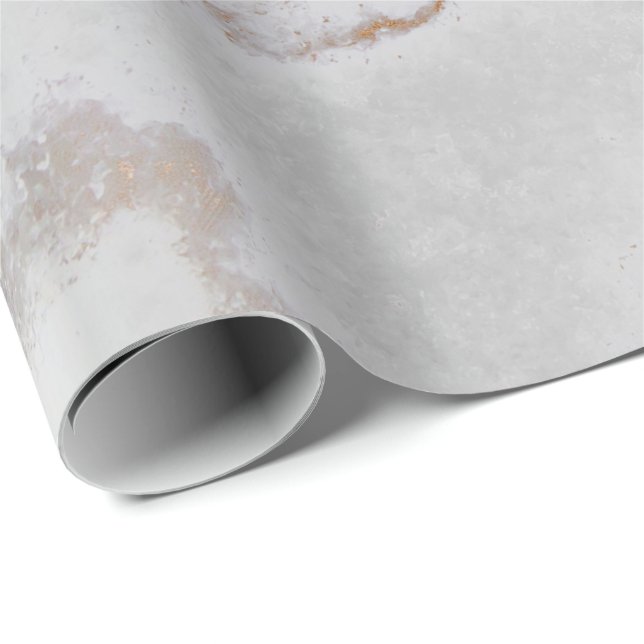 Ivory Gold Silver Gray Metallic Strokes Marble Wrapping Paper (Roll Corner)