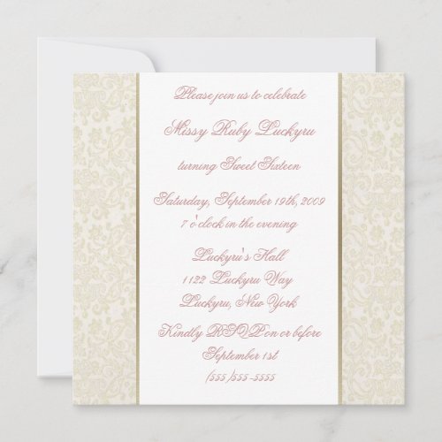 Ivory &amp; Gold Sweet Sixteen Invitation