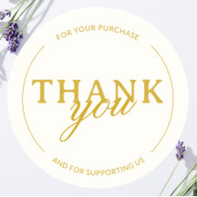 Ivory Gold Thank you Feminine Minimalist Sticker