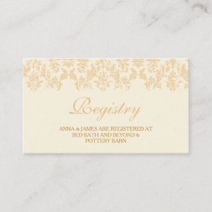Ivory & Gold Vintage Damask Wedding Registry Card