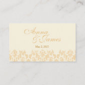 Ivory & Gold Vintage Damask Wedding Registry Card (Back)