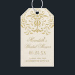 Ivory Gold Vintage Glamour Wedding Bridal Shower Gift Tags<br><div class="desc">Elegant vintage inspired wedding bridal shower favor tags feature an ornate decorative border design with a metallic champagne gold shimmer appearance. Personalize the custom text and thank you message for your favors.</div>