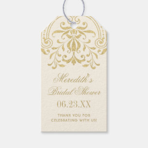 Ivory Gold Vintage Glamour Wedding Bridal Shower Gift Tags